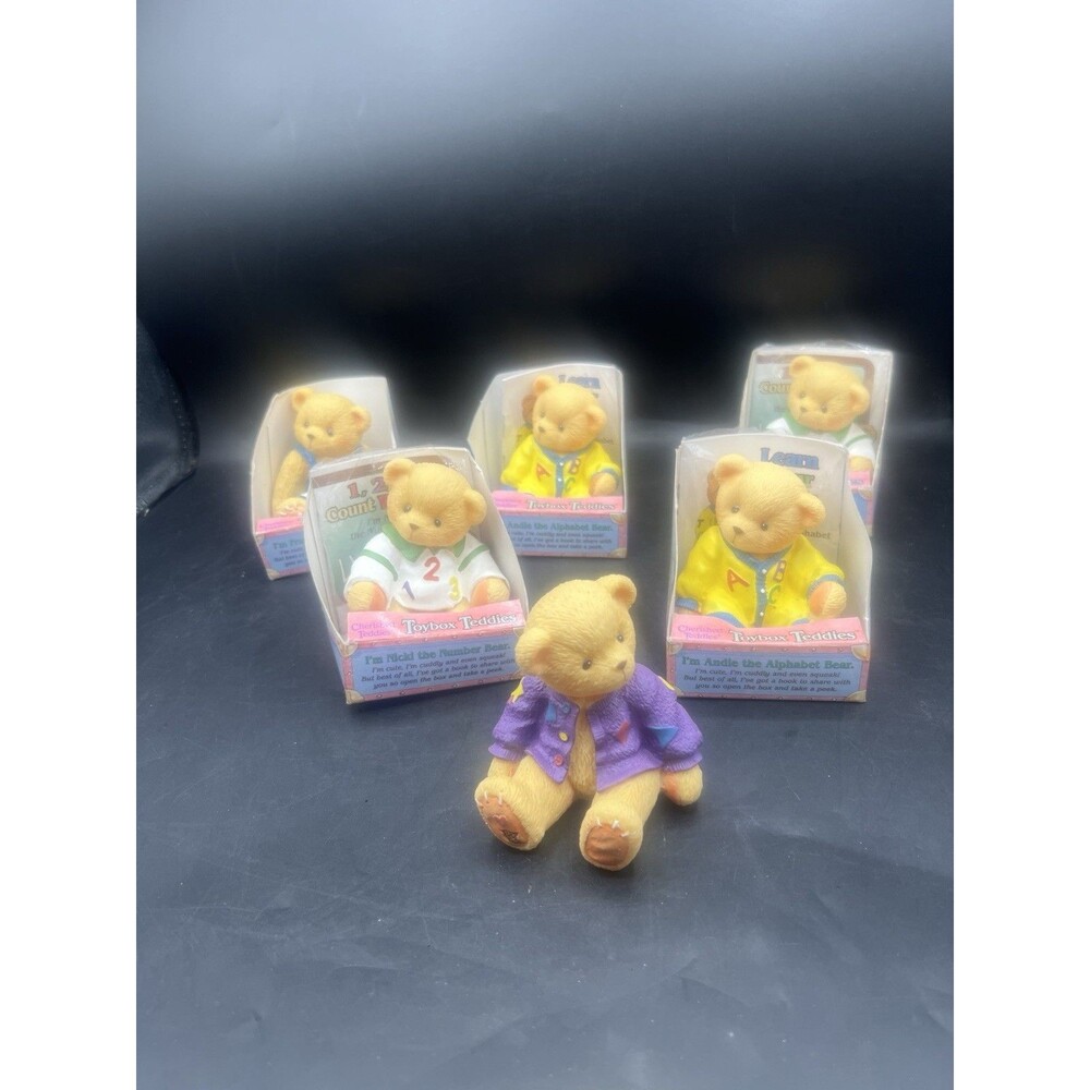 Lot 6 Enesco Cherished Teddies Toybox Teddies Bears Andie Nicki Frankie Vintage